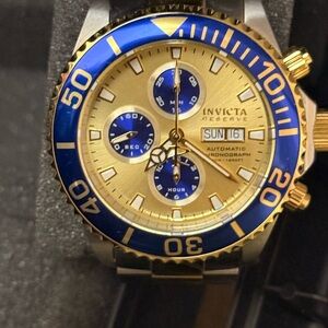 Invicta Gold Dial with Blue Bezel Watch